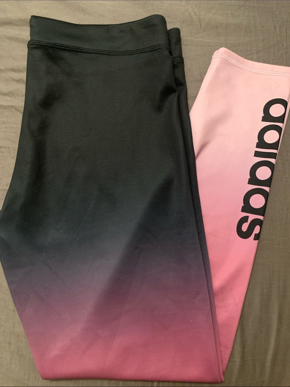 Black and pink ombre Adidas tights